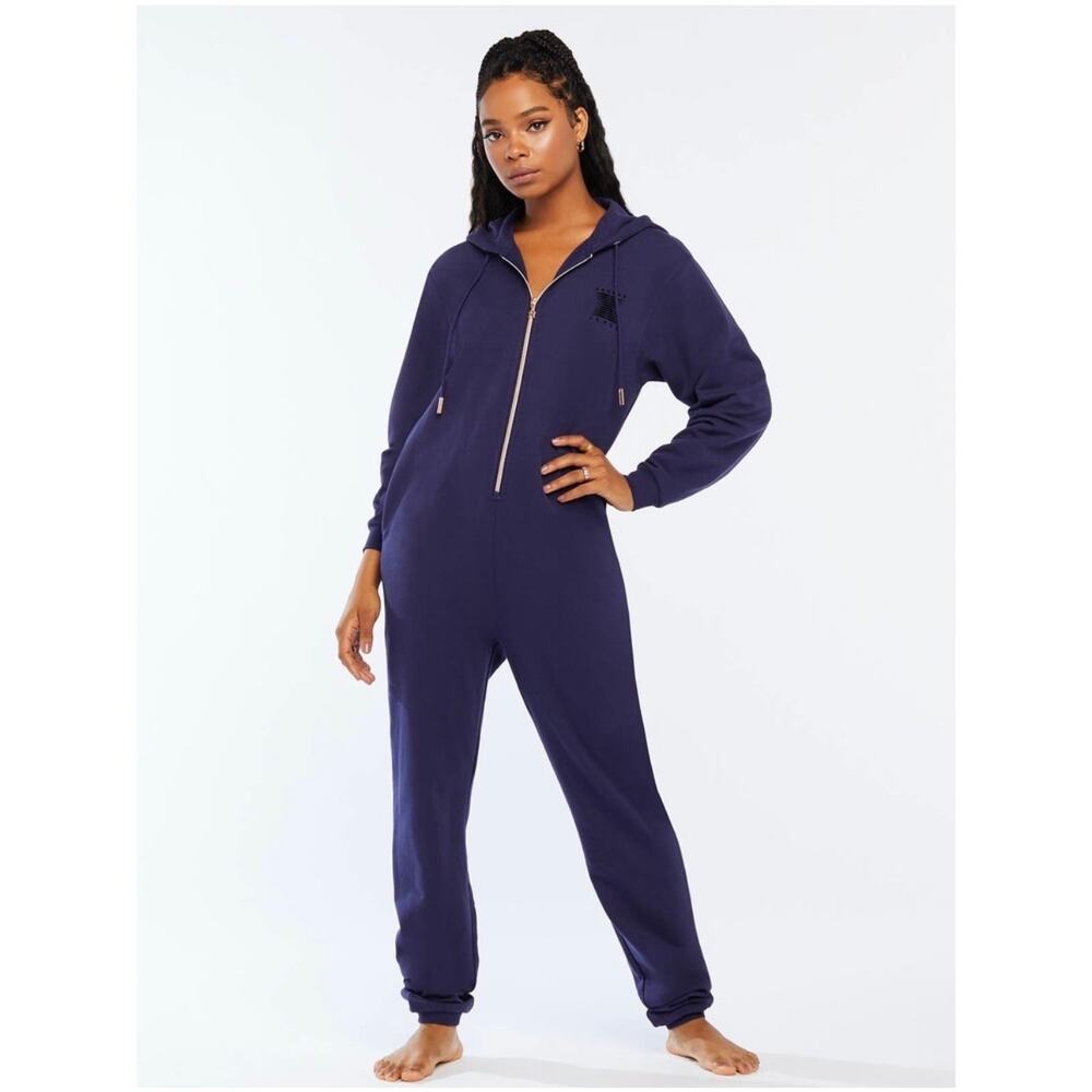 Savage x Fenty by Rhianna Hooded Romper Sweatsuit in Navy Size XL Unisex